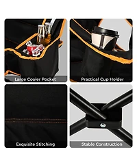 Givimo Folding Camping Chair with Footrest Camping Lounge Chair with Carry Bag-Black