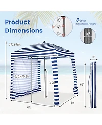Givimo 6 x 6 Feet Foldable Beach Cabana Tent with Carrying Bag and Detachable Sidewall