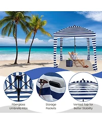Givimo 6 x 6 Feet Foldable Beach Cabana Tent with Carrying Bag and Detachable Sidewall