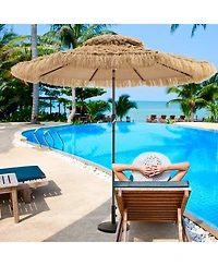 Givimo 9 Feet Solar Powered Thatched Tiki Patio Umbrella with Led Lights.