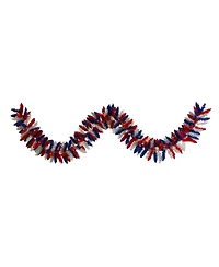 Slickblue Patriotic Garland with 50 Led Lights for Fourth of July and Memorial Day Decor