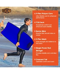 Morey Mach 10 Bodyboard, 40" Crescent Tail Body Board with X-Flex Polypro Core