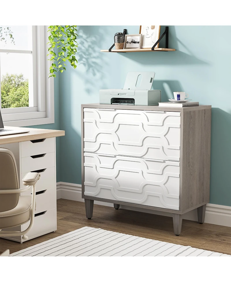 Tribesigns 2-Drawer File Cabinet, Lateral Filing Office Storage Printer Stand with Drawer for Home