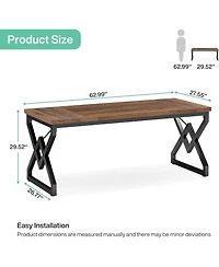 Tribesigns Executive Desk, Office Desk with Extra Thickened Wooden Tabletop and Metal Frame, Large 63 Inches Computer Desk Writing Table Study Desk fo