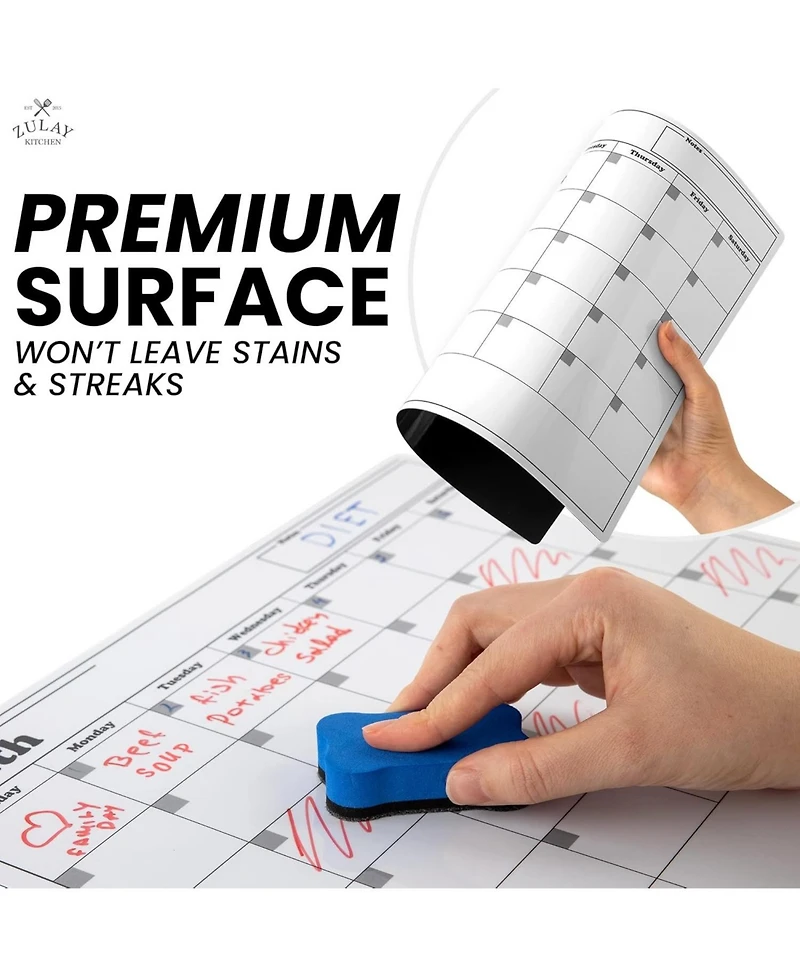 Magnetic Dry Erase Calendar Whiteboard Kit for Fridge Includes Magnetic Notepad, 4 Colored Markers, & Eraser