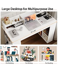 Gymax 48'' Computer Desk Study Writing Workstation w/ Bookshelf & Monitor Stand Riser