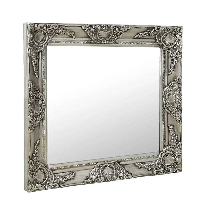 vidaXL Wall Mirror Baroque Style 23.6"x23.6" Silver