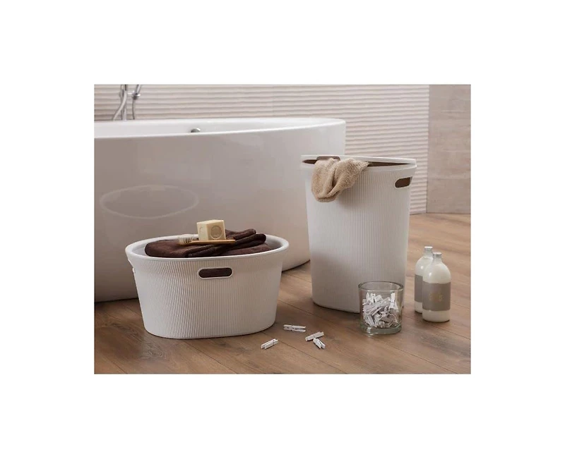 Superio Ribbed Design Laundry Hamper, 40 L Lilac Laundry Hamper