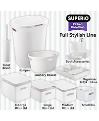 Superio Ribbed Design Laundry Hamper, 40 L Lilac Laundry Hamper