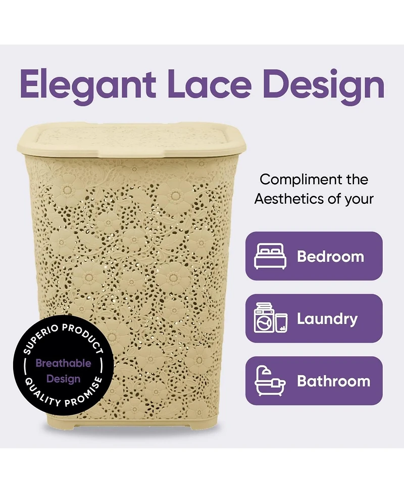 Superio Elegant Lace Hamper 50 L Beige Laundry Hamper & Organizer