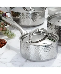 BergHOFF Vintage Tri-Ply 18/10 Stainless Steel 5.5" Saucepan 1qt. with Lid, Hammered
