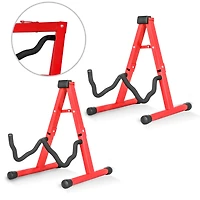 5 Core Guitar Stand Floor A Frame Adjustable Folding Holder With Rubber Feet Heavy Duty Electric Acoustic Bass Cello Stands Pair - Red