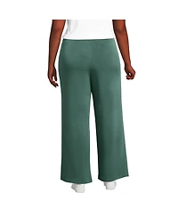 Lands' End Women's Plus Cupro Knit Mid Rise Wide Leg Pants