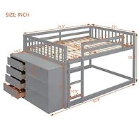Streamdale Full over Bunk Bed with 4 Drawers and 3 Shelves-Gray