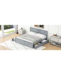 Streamdale Gray King Platform Bed with 4 Drawers