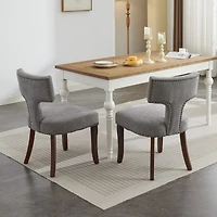 Streamdale Furniture Mid Century Modern Linen Dining Chairs, Gray Set of 2