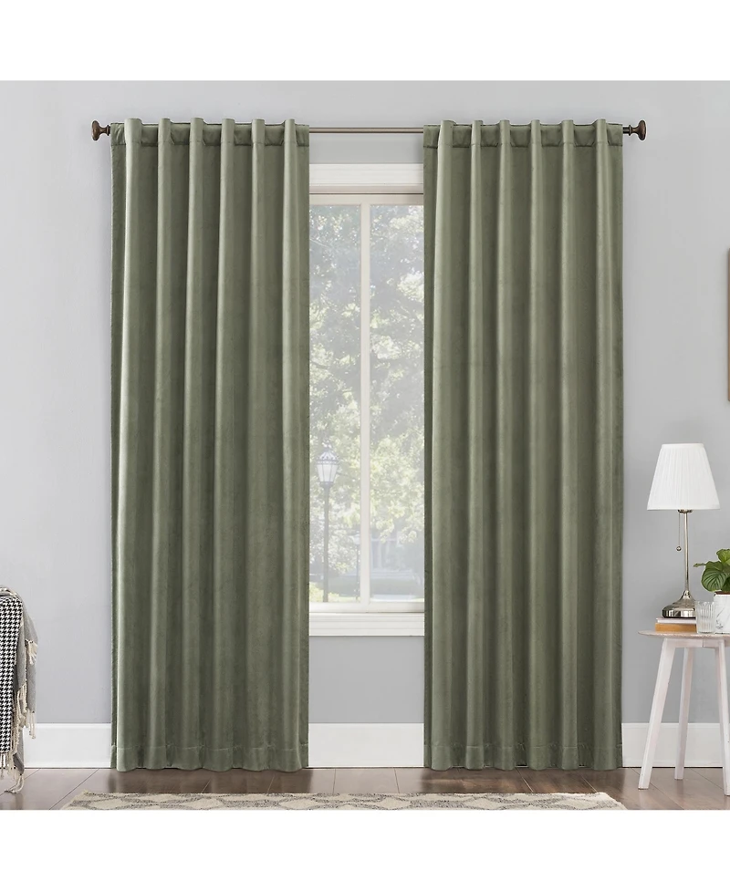 Amherst Velvet Noise Reducing Thermal Extreme 100% Blackout Back Tab Curtain Panel