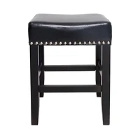 Streamdale 26" Backless Leather Counter Stools, 2-Pcs Set, Black