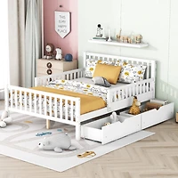Streamdale Pink Platform Bed with Guardrails and Drawers