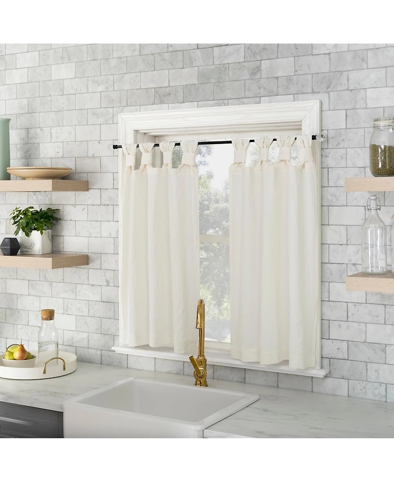 Washed Cotton Twist Tab Cafe Curtain Pair