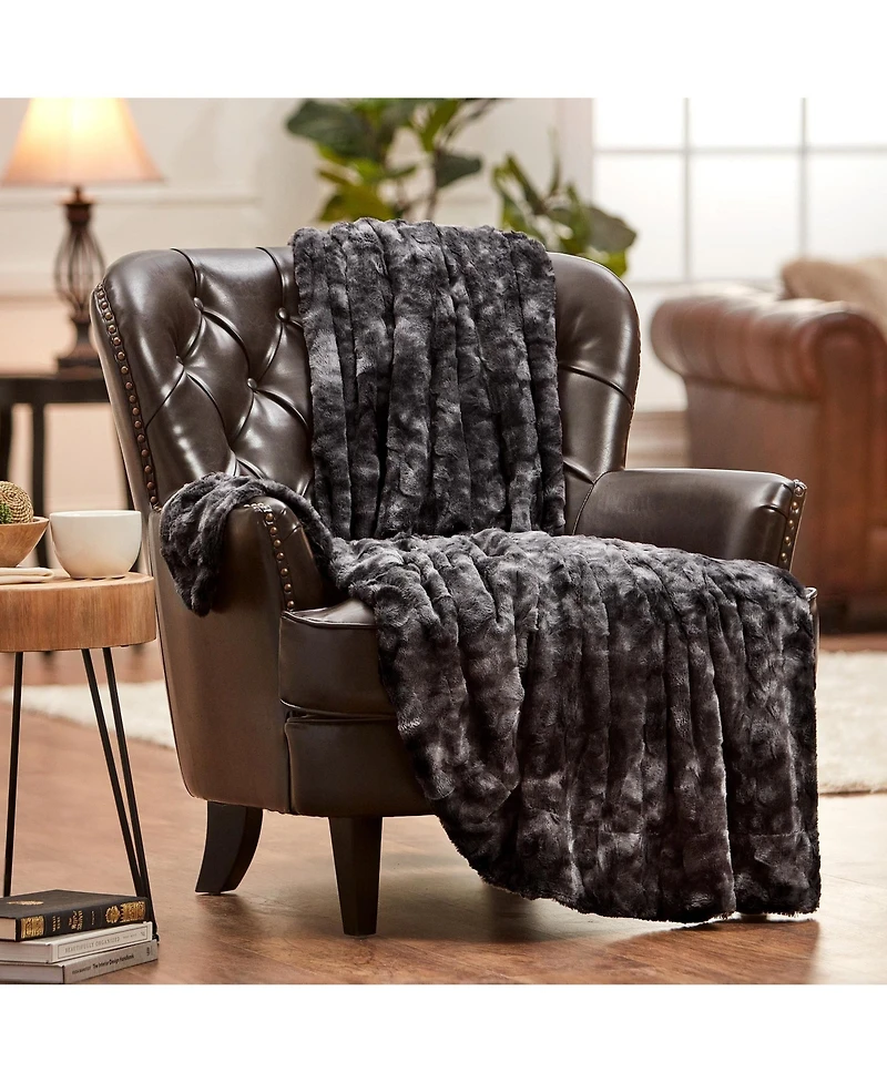 Chanasya Premium Double Sided Oversized Faux Fur Wolf Soft Throw Blanket