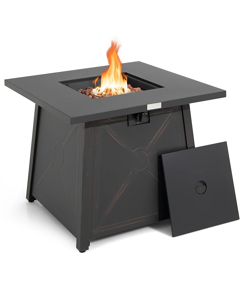 Inolait 30 Inch Square Propane Gas Fire Table with Waterproof Cover