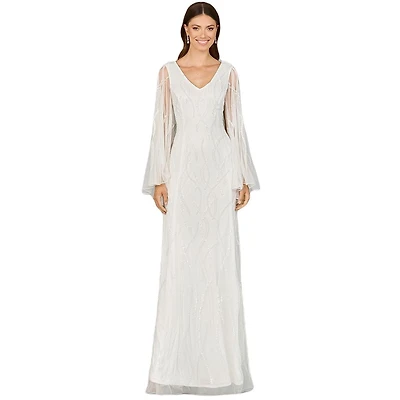 Lara Women's Cape Sleeve Beaded Bridal Gown