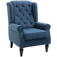 Blue Wingback Button-Tufted Accent Chair