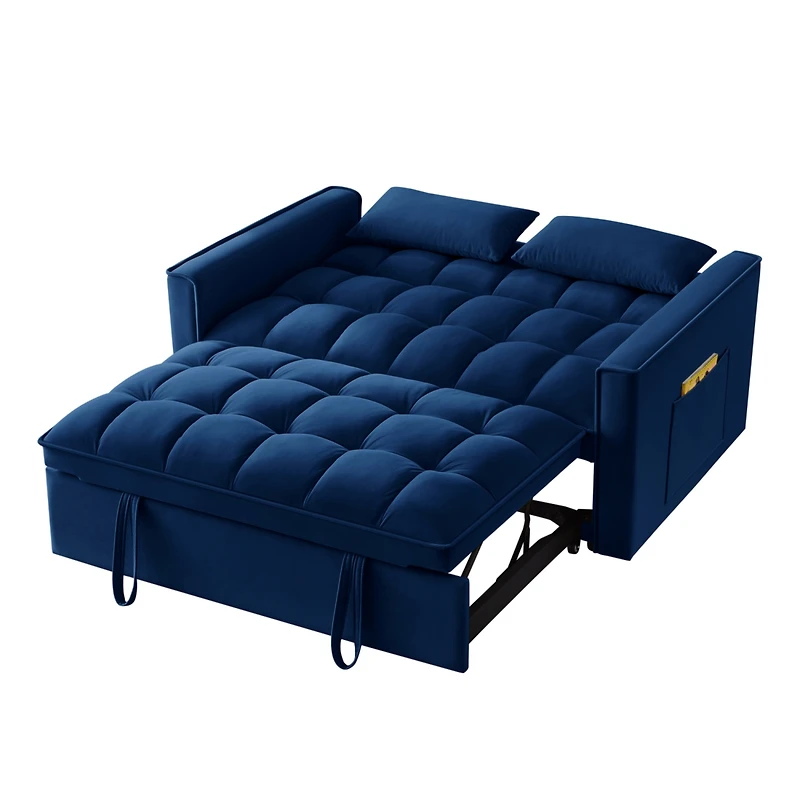Streamdale Furniture Navy 4-in-1 Loveseat Sofa Bed with Storage