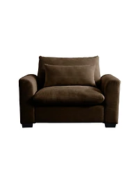 Simplie Fun Brown Corduroy Deep Seat Single Sofa with Waist Pillow