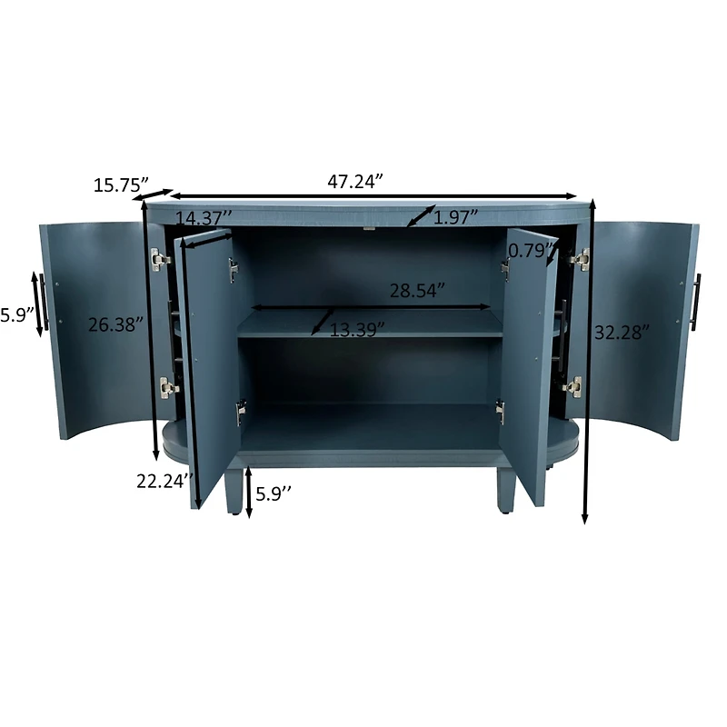 Streamdale Furniture Modern Curved Cabinet with Storage