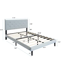 Streamdale Furniture Modern Button Tufted Upholstered Bed Frame, Grey