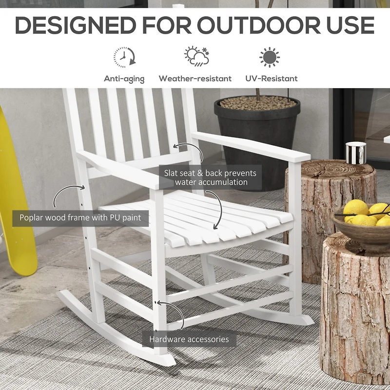 Wooden Patio Rocking Chair Set with Side Table