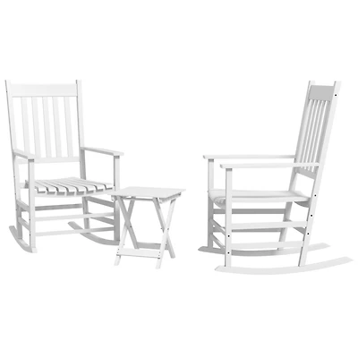 Wooden Patio Rocking Chair Set with Side Table