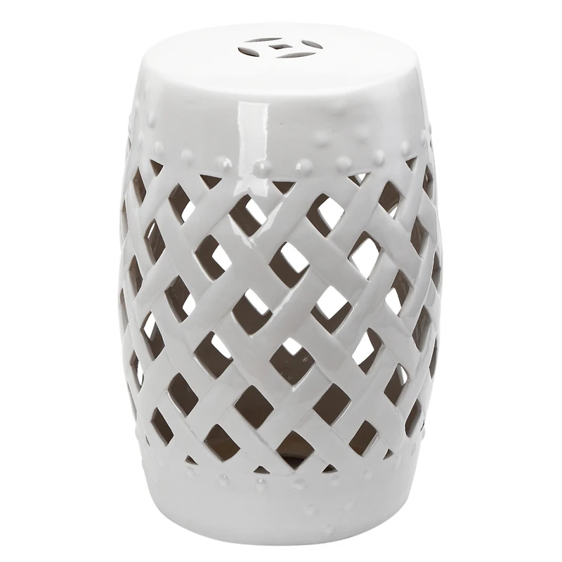 13" Ceramic Garden Stool with Woven Design