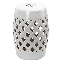 13" Ceramic Garden Stool with Woven Design