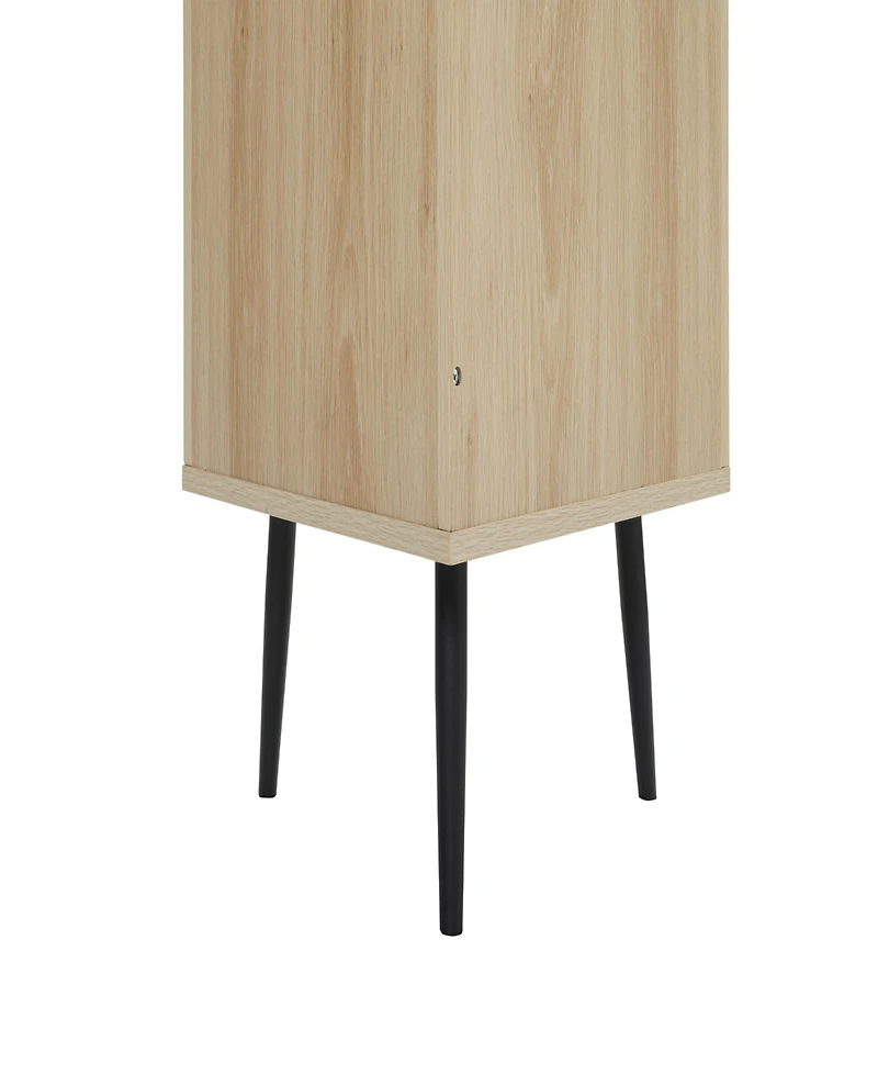 Simplie Fun Corner Cabinet with Rattan Door for Small Spaces