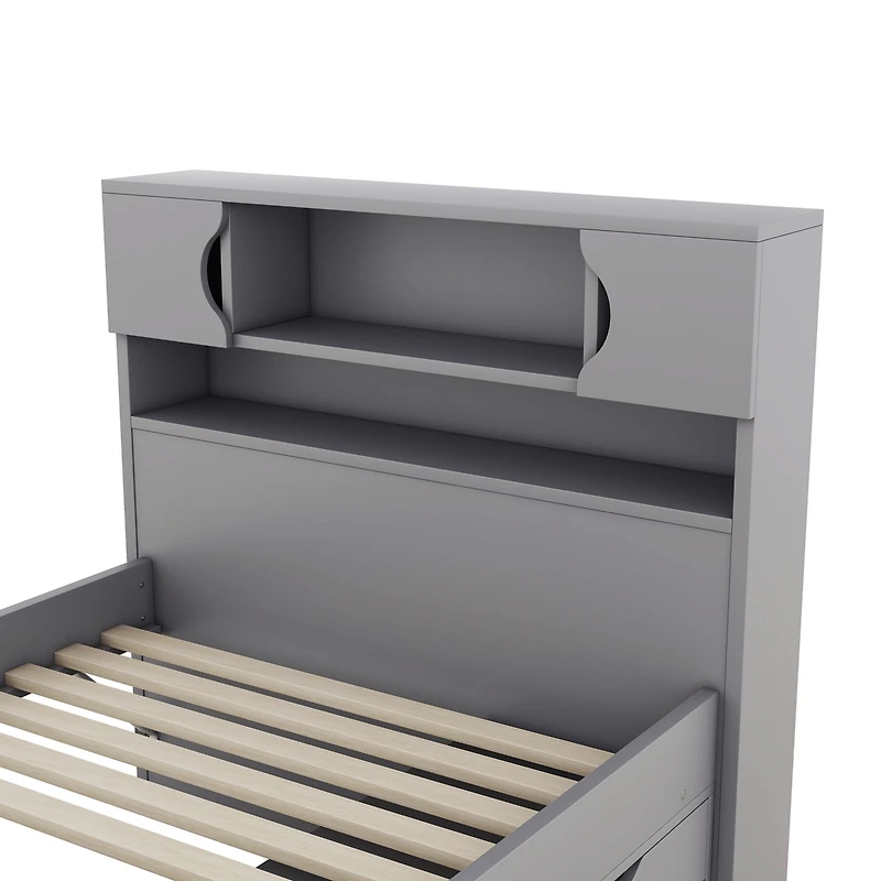 Streamdale Captain's Bed with Storage, Drawers, Gray