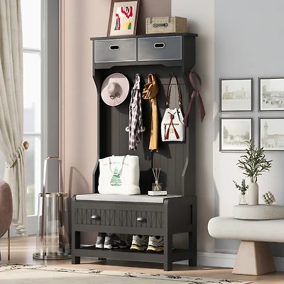 Streamdale 3-in-1 Hall Tree with Hooks, Bench, and Storage
