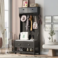 Streamdale 3-in-1 Hall Tree with Hooks, Bench, and Storage