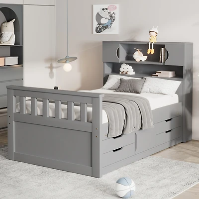 Streamdale Captain's Bed with Storage, Drawers, Gray