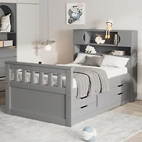 Streamdale Captain's Bed with Storage, Drawers, Gray