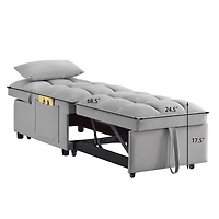 Streamdale Furniture 4-in-1 Multi-Function Single Sofa Bed with Storage and Adjustable Backrest