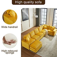 Streamdale Modern U-Shaped 6-Seat Sectional Sofa with Ottoman and Pillows