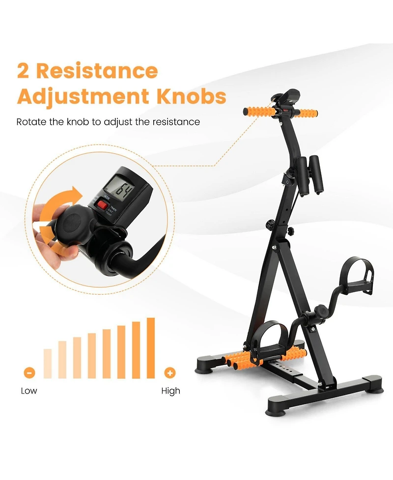 Vebreda Adjustable Lcd Pedal Exercise Bike with Massage-Yellow
