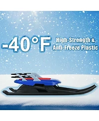 Vebreda Folding Kids' Metal Snow Sled with Pull Rope Snow Slider and Leather Seat