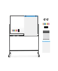 Vebreda 32 x 47 Inch Portable Rolling White Board-Black