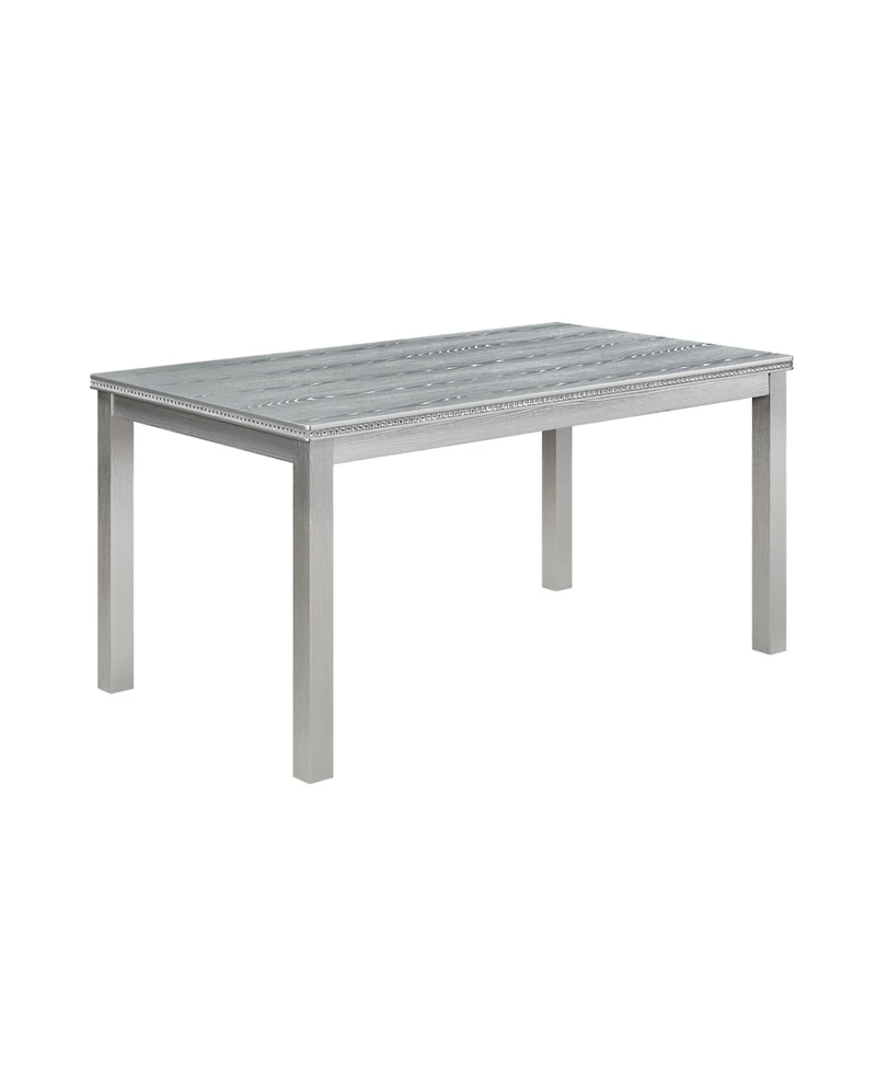 Streamdale Rectangular Dining Table w/ Bench for Small Spaces (Silver Grey)