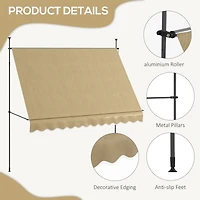 Retractable Patio Awning with Support Stand, Uv Protection