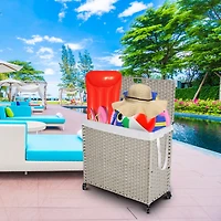 Powder-Coated Rattan Laundry Hamper with Removable Bags and Wheels